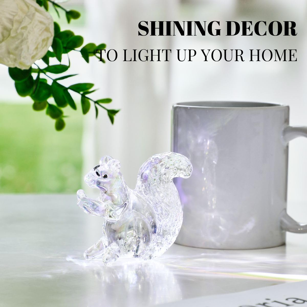 Amazon.co.jp: クリスタルガラスリスの置物ダズルクリアリスの装飾像